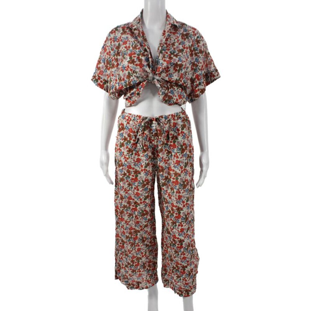 Stateside Women Floral Cotton Collared Short Sleeve Set Multicolor Size S